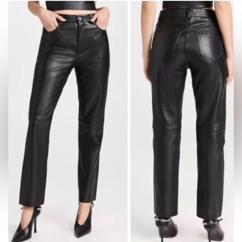 Veda x Réformation Cynthia Black Leather Pants Size 8 NWT